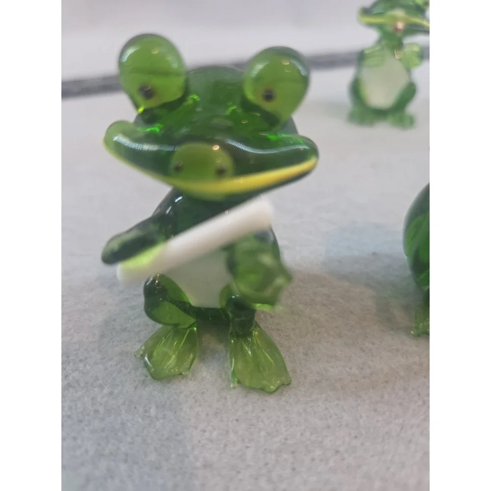Funky And Whimsical Hand Made Green Frog Band With Instruments Set Of Four